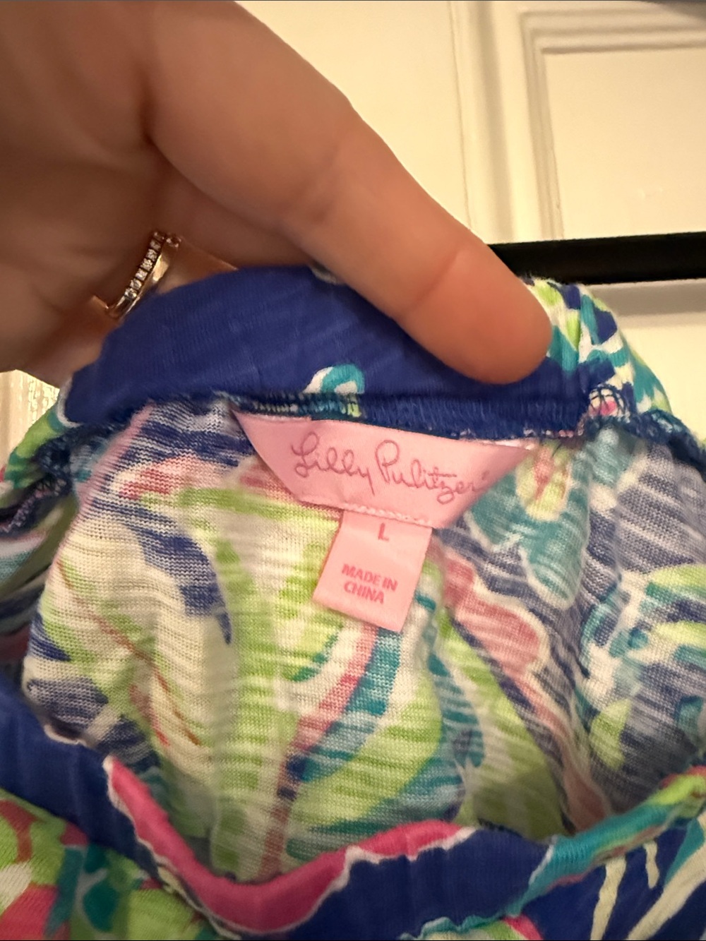 Lilly Pulitzer Blue Floral-Print Strapless Tank Top size large - Picture 2 of 6